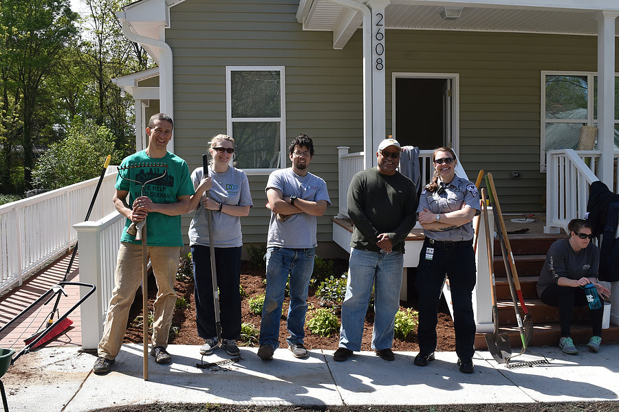 Volunteers posing